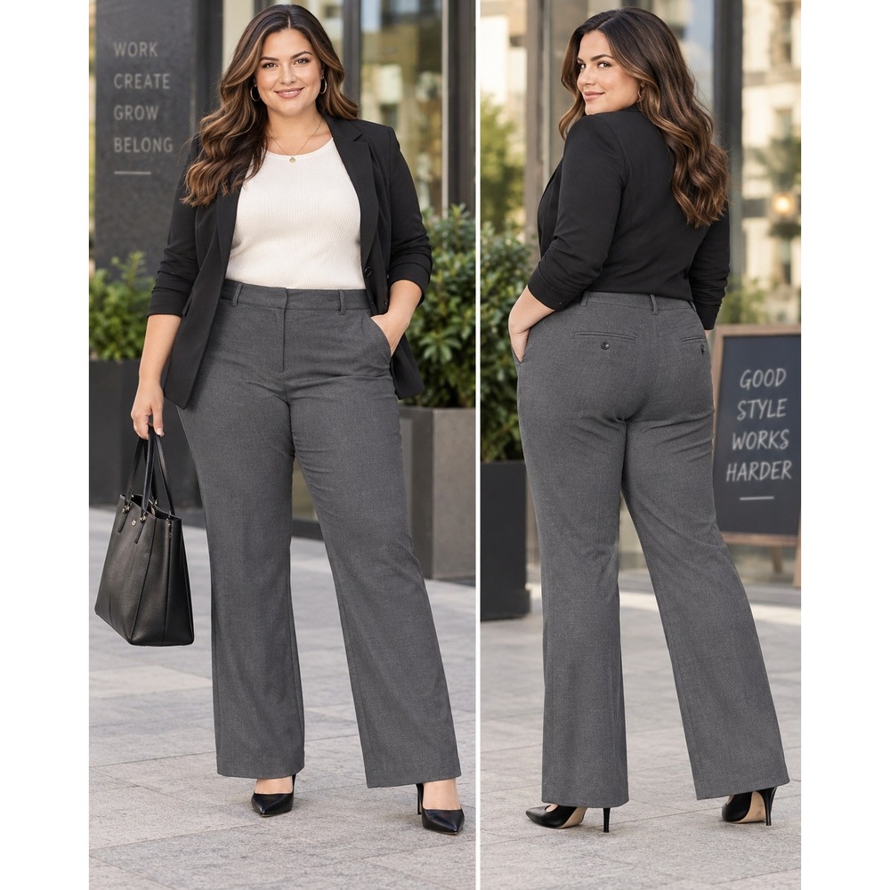 Lane Bryant Size 20 Regular Gray Bootcut Dress Pants Stretch Career Trousers